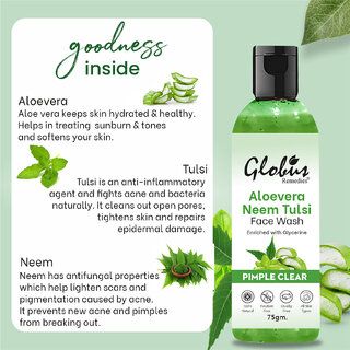 Globus Remedies Aloe vera Neem Tulsi Enriched With Glycerin Oil Control Formula 75gm Set of 3 view 2