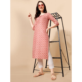Elara Peach Cotton Blend Kurta For Women view 2