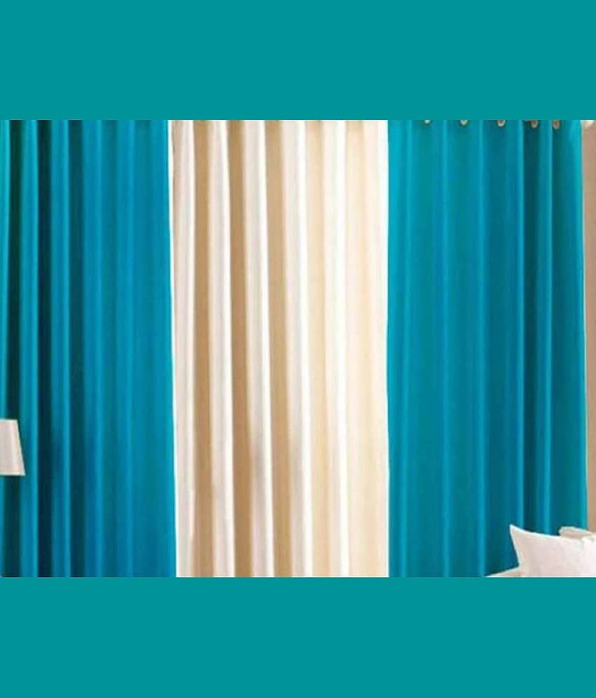 N2C Home Solid Semi-Transparent Eyelet Curtain 5 ft ( Pack of 3 ) - sea green view 2