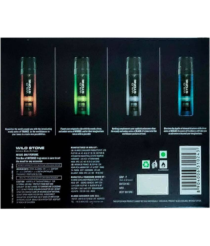 Wild Stone Intense No Gas Deodorant Travel Pack with Black, Ocean, Trance and Wood Mini Deodorants for Men, Pack of 4 (40ml each) view 2