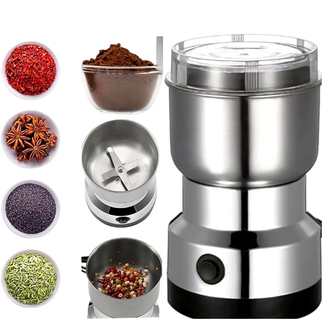 Efficient Stainless Steel Mini Electric Grinder for Coffee, Spices, Masala, Nuts & Grains by Ruhi Import Store