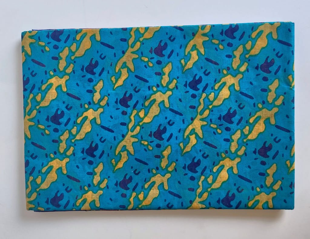 Blue and Green Floral Printed Cotton Fabric view 2
