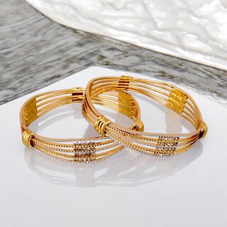 18k One Gram Gold Plated Traditional Designer Pack of 2 Bangle Set For Women view 2
