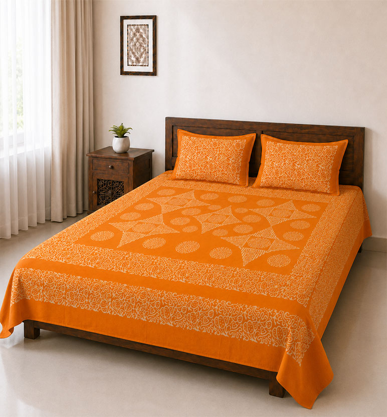Handcrafted Batik Cotton Double Bed Bedsheet view 2