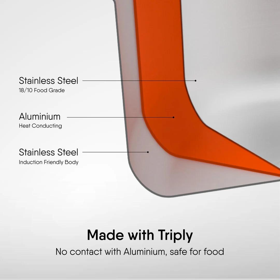 Stahl Artisan Triply Stainless steel Belly Sauce Pan view 2