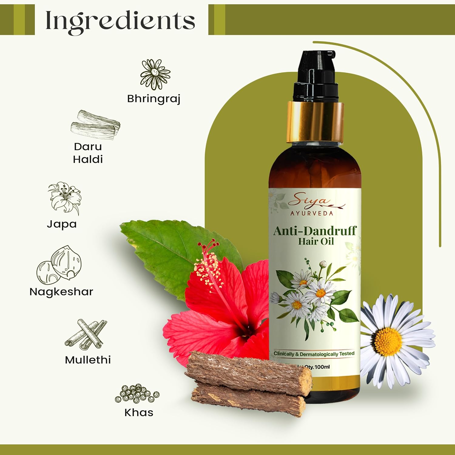 Siya Ayurveda Anti-Dandruff Oil - Ayurvedic Dandruff Treatment for Healthy Scalp and Flake-Free Hair | Natural Anti-Dandruff Oil, Scalp Care, Dandruff Control Oil, 100 ml view 2