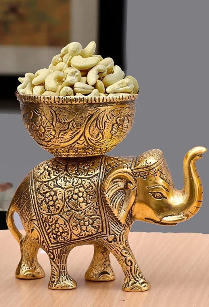 DreamKraft Metal Elephant Dry Fruit Bowl Showpiece view 2