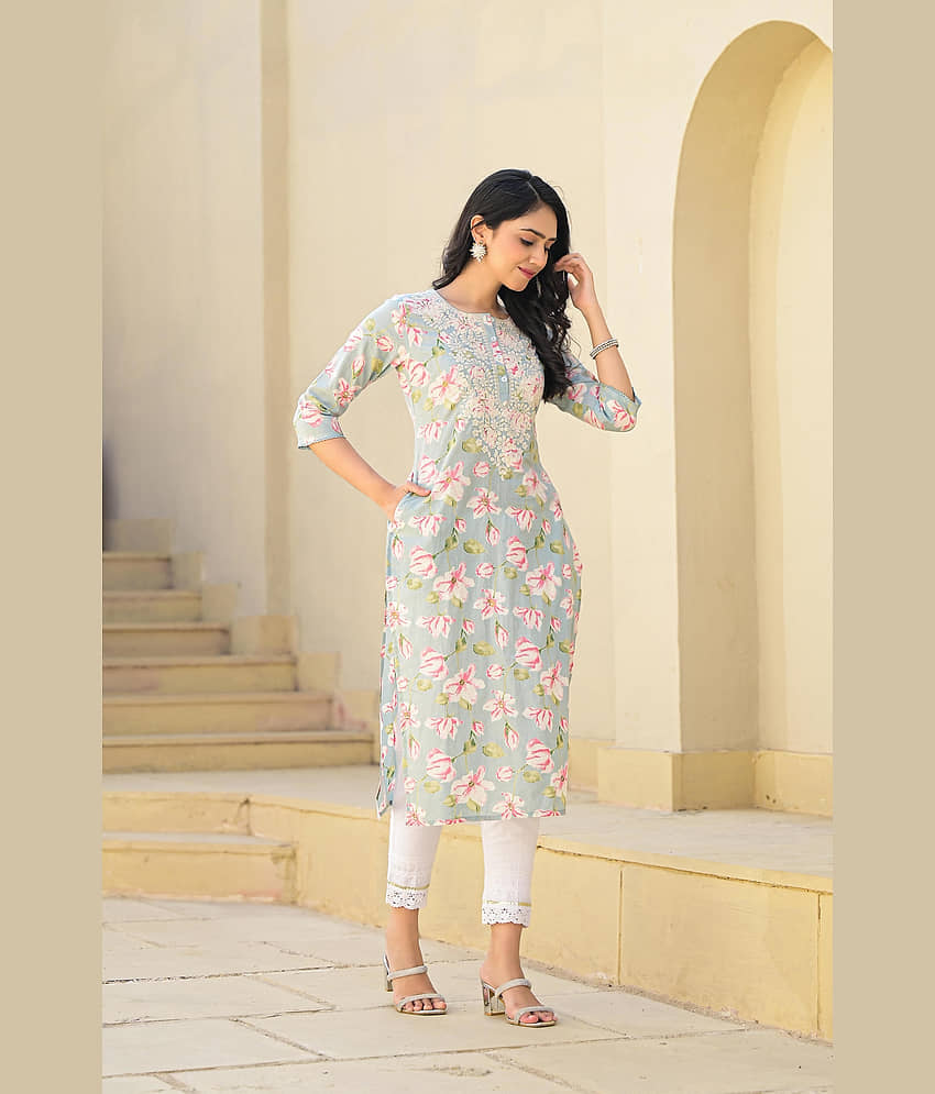 Juniper Women Cotton Printed Straight Kurti ( Green ) view 2
