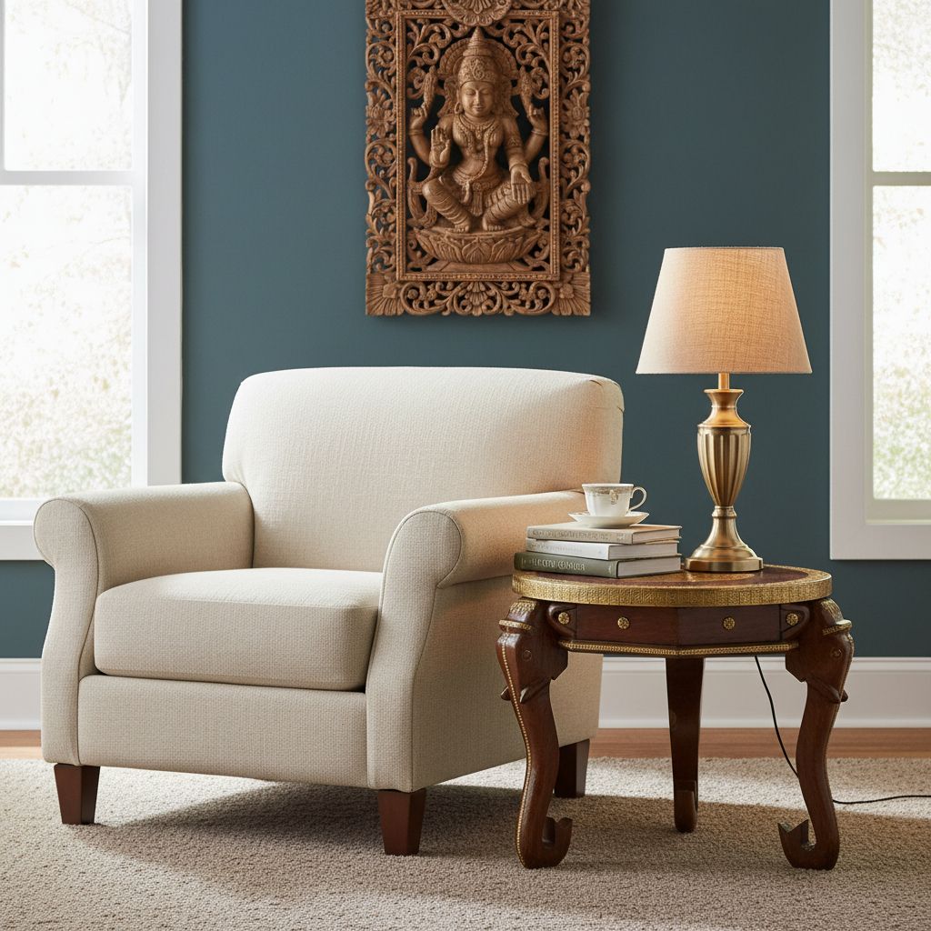 Wooden Coffee Table For Home/Office-Handicraft Side-Table-Lamp-Table-Nightstand-End Table view 2