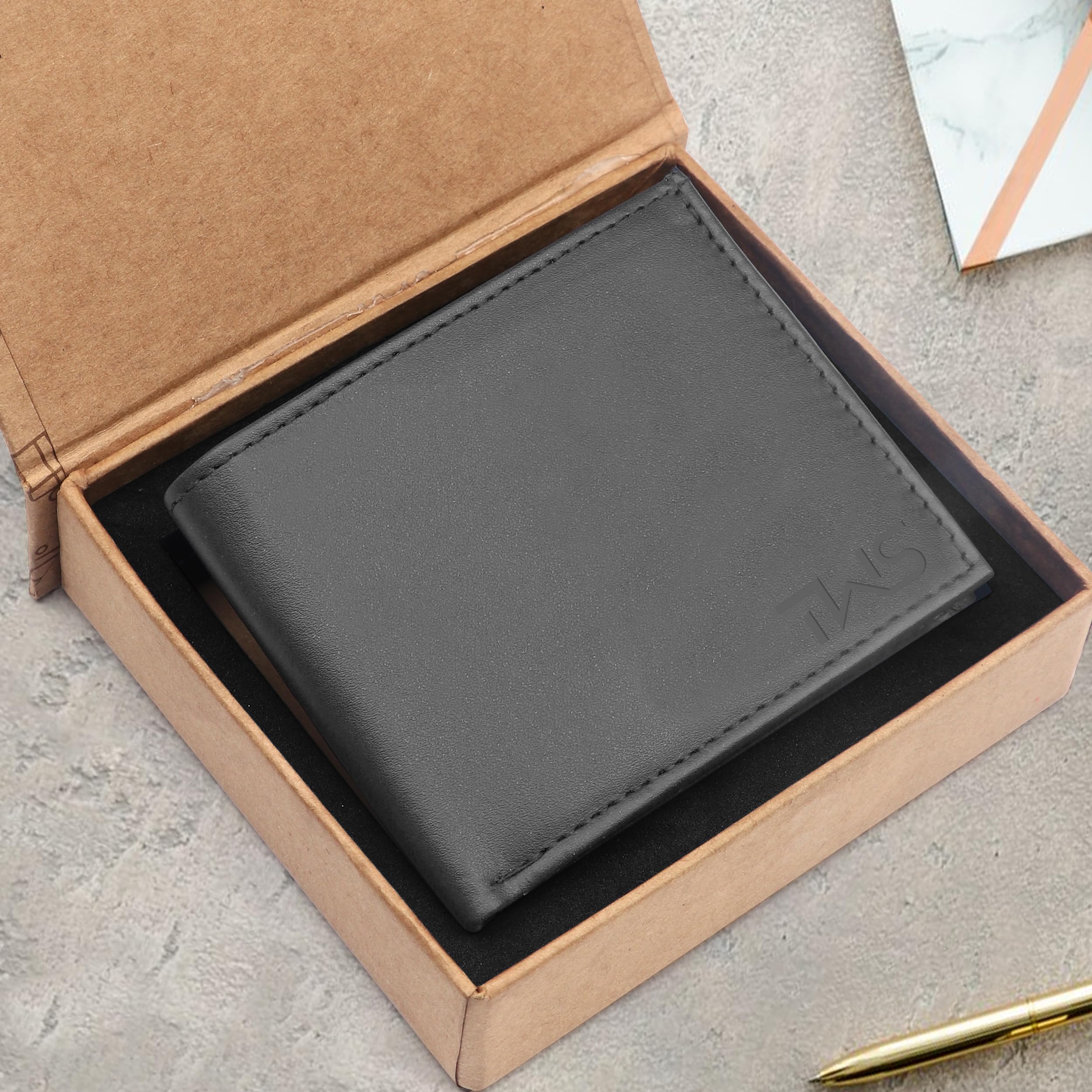 The Wallet Store Solid Leather Wallet For Men - Grey view 2
