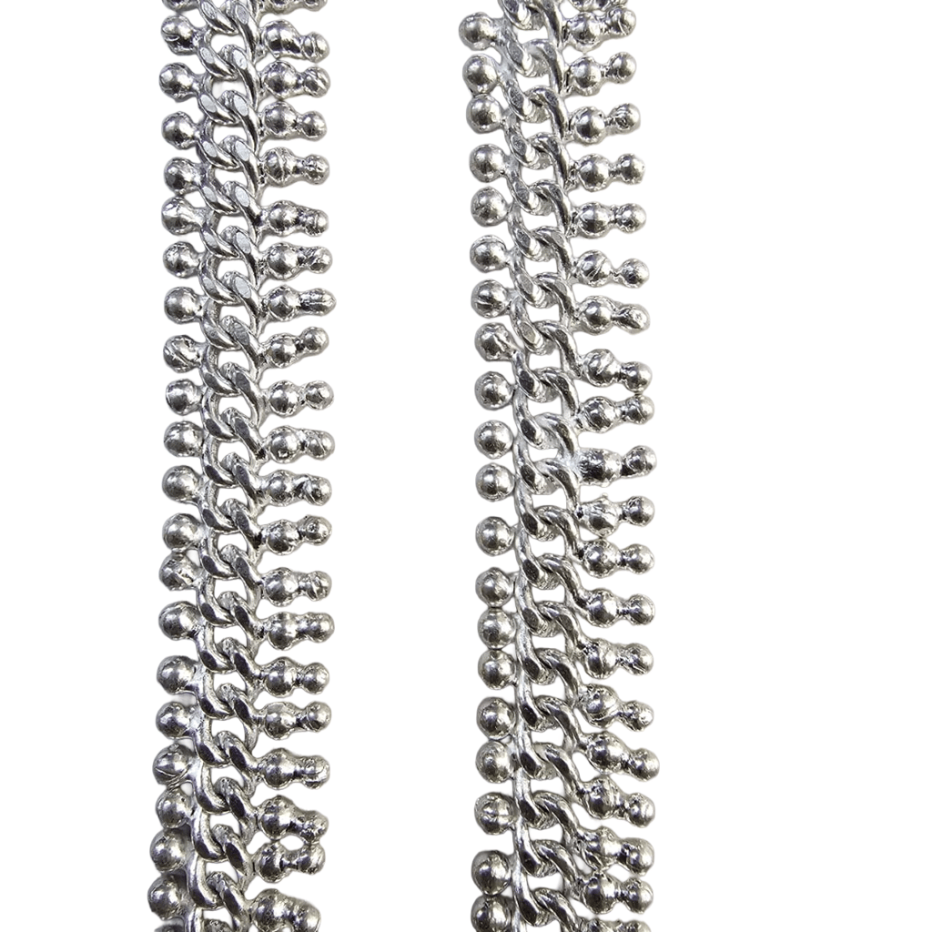 Elegant Silver Plated Beaded Chain Anklets for Women view 2