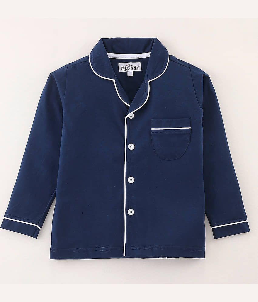 Nite Flite Pack of 1 Boys 100% Cotton Nightsuit Set ( Blue ) view 2