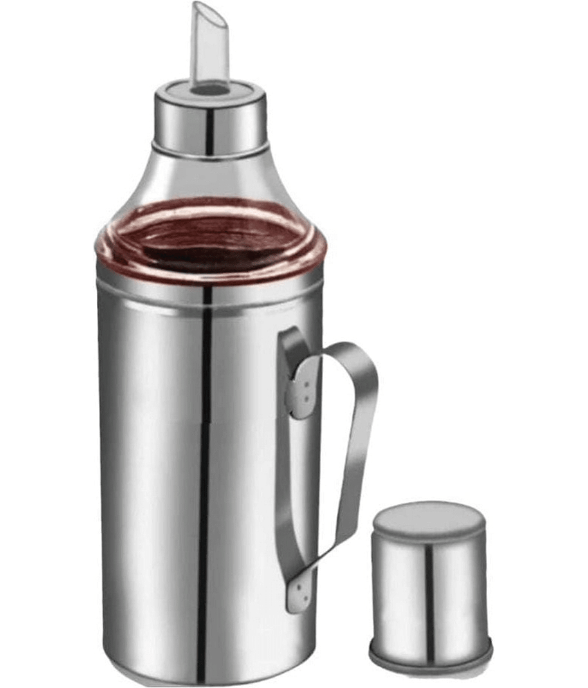 Visaxmi Oil Dispenser Steel Silver Oil Container ( Set of 2 ) view 2