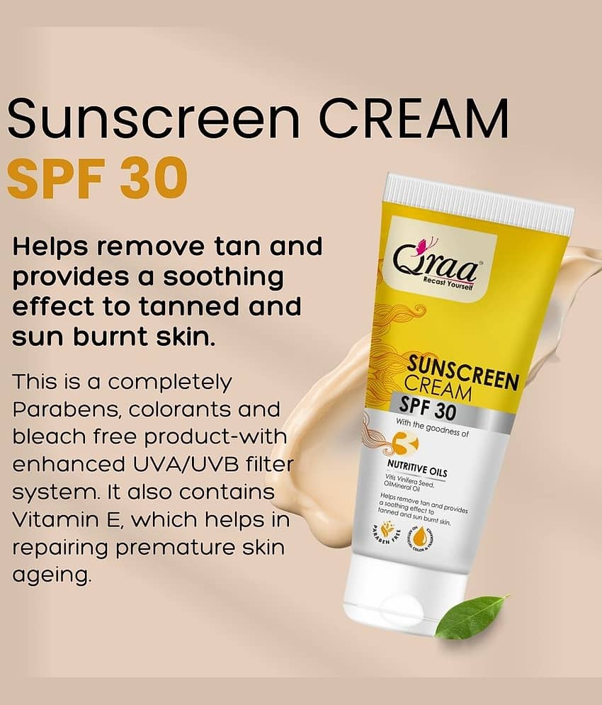 Qraa Sunscreen - Spf 30 Pa++++ |Helps Remove Tan|Helps In Sun Burn|Parabens Free 300 Gm (Pack Of 3) view 2