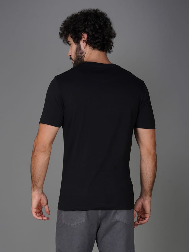 Men’s Breathable Pure Cotton Branded T-Shirt-Black view 2
