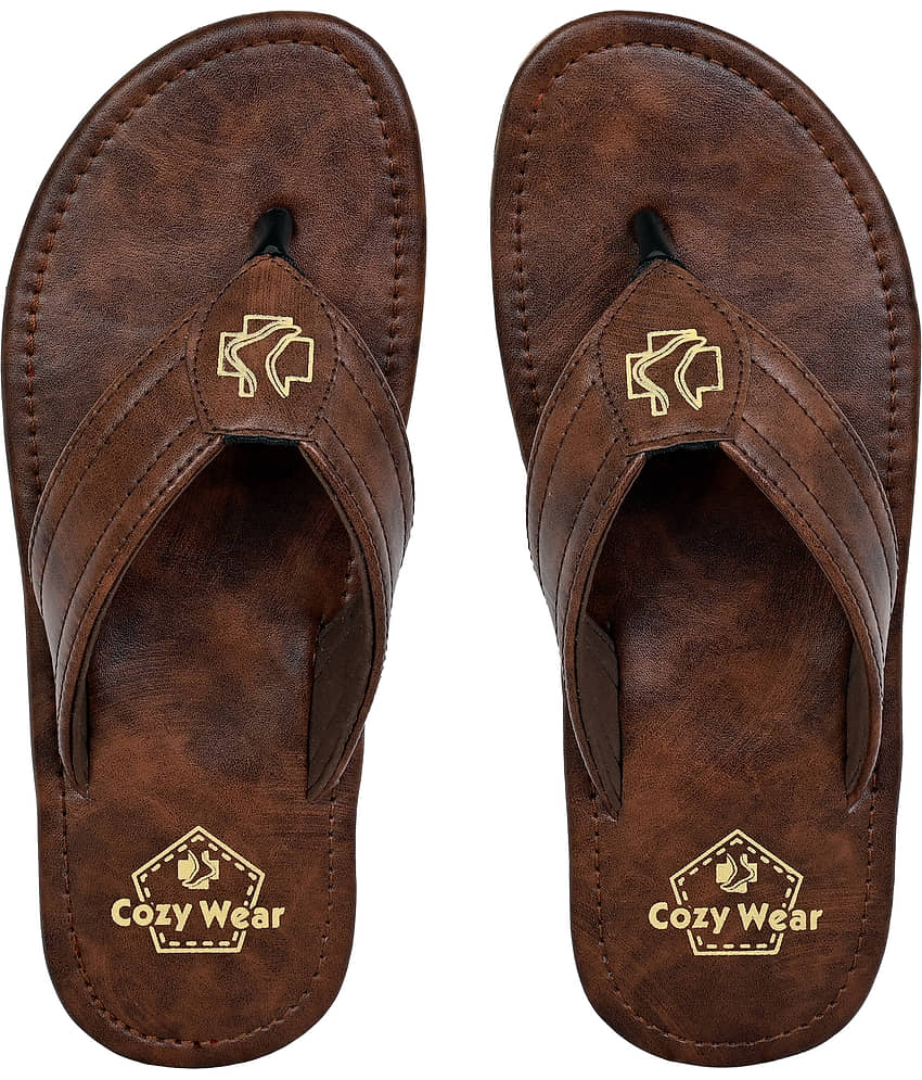 Cozy Wear Brown Men's Thong Flip Flop