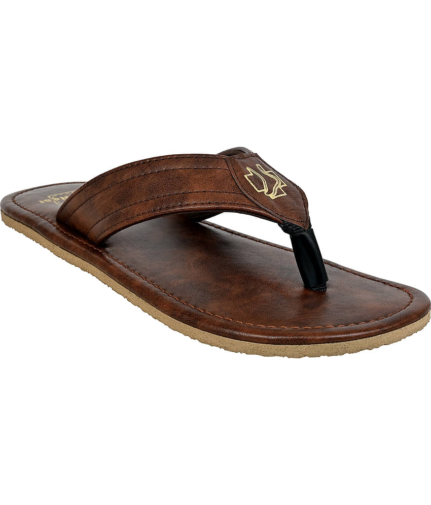 Cozy Wear Brown Men's Thong Flip Flop view 2