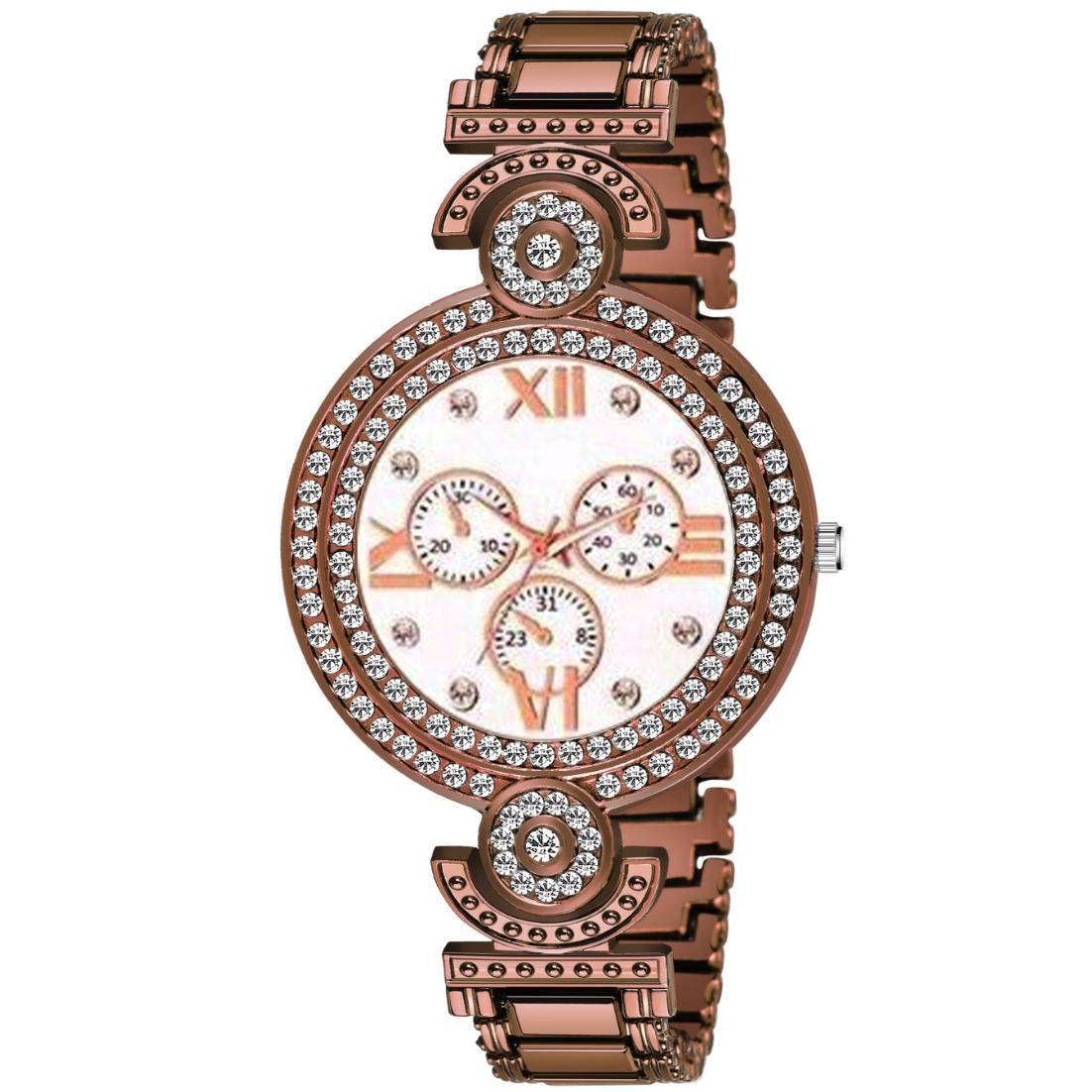 Bolun White Meena Dial Brown BD Girls and Women Watch view 2