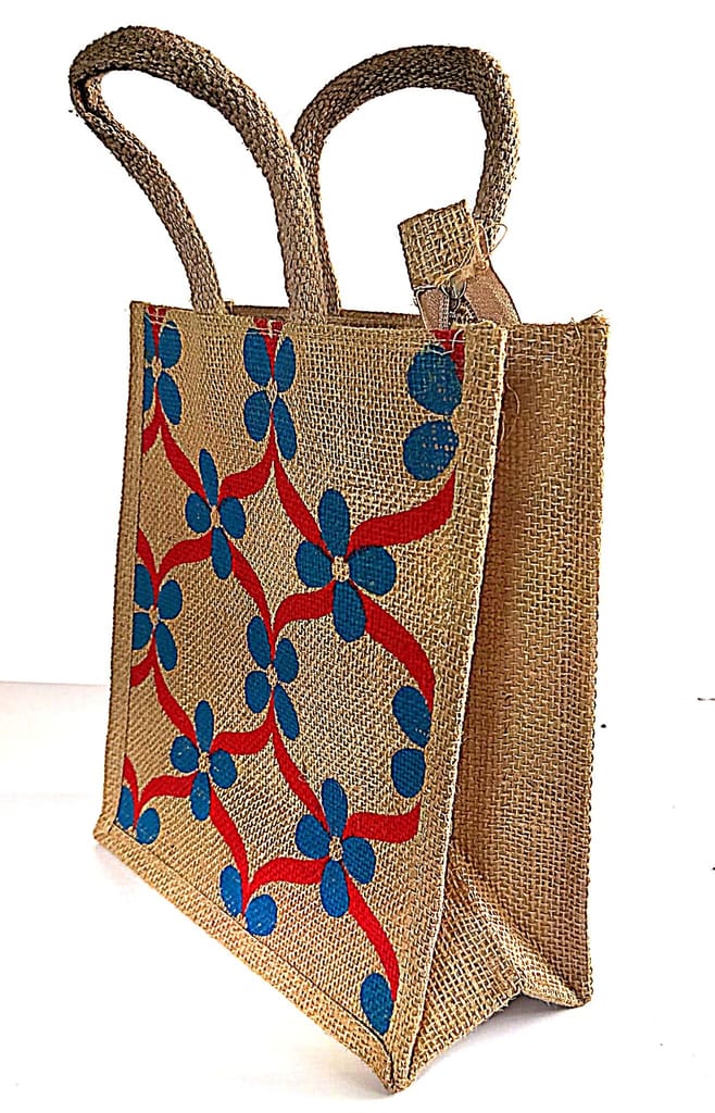 Jute Bag with Floral Print view 2