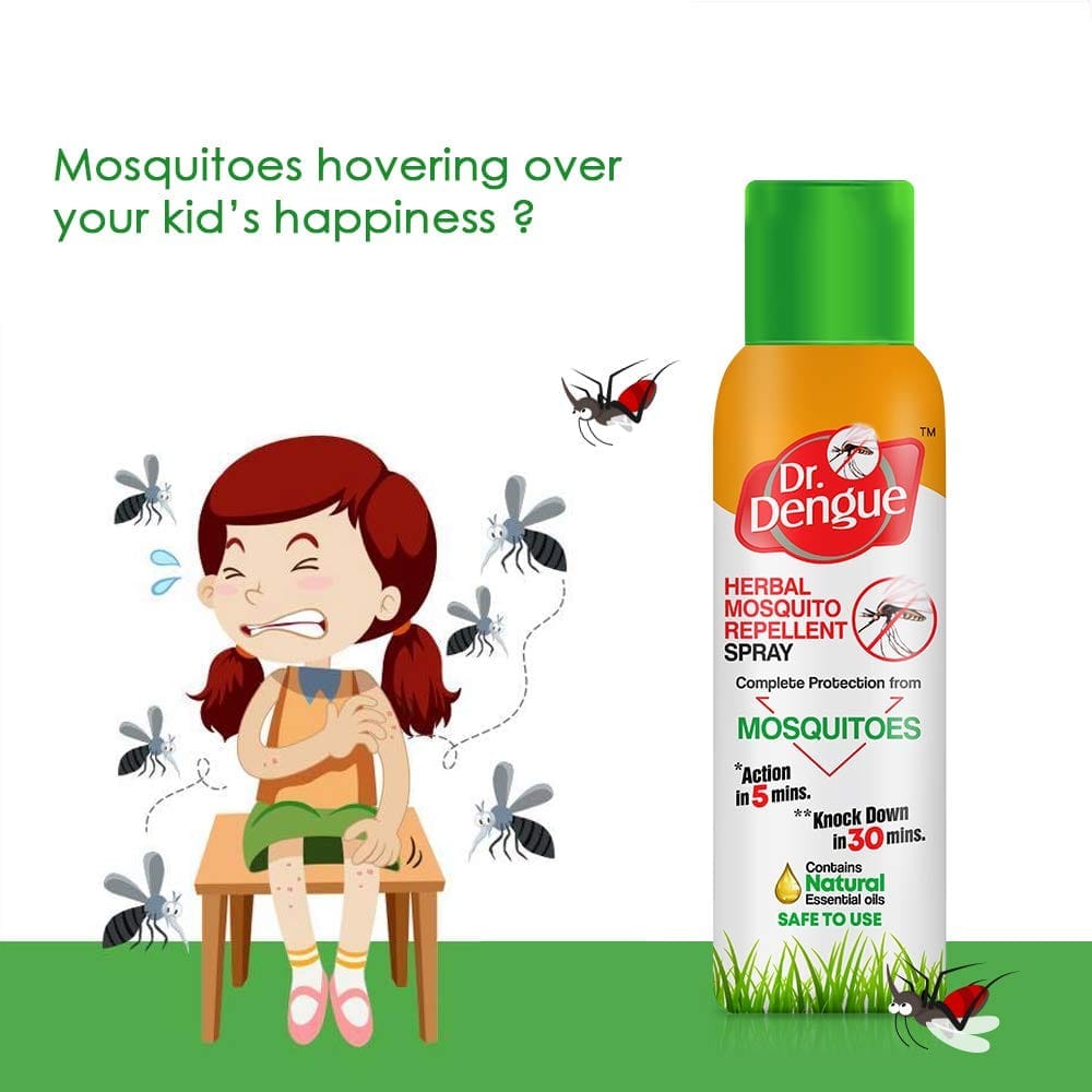Dr. Dengue Herbal Mosquito Repellent Spray 50g (Pack of 3) (3 X 50g) | First Time An Ayurvedic Spray Launched with Pine, Basil & Pippermint view 2