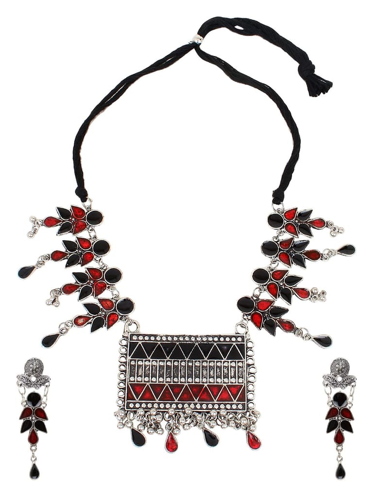 Cardinal Multicolor Minakari Oxidized Necklace Set view 2