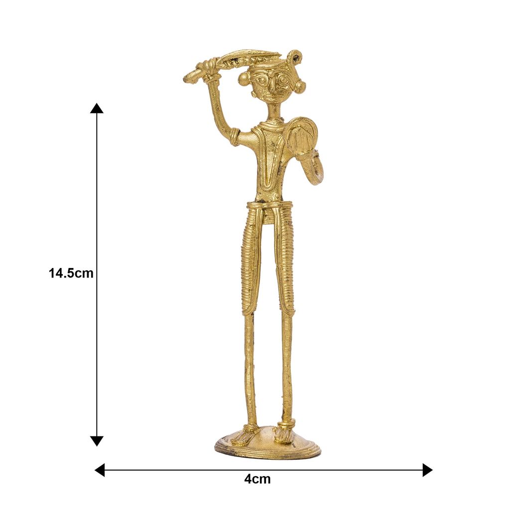 SOWPEACE Handcrafted dhokra Art Farmer Solo T1 “The Gold Harnessing Farmer” Brass showpiece, Premium Artisan Made Tabletop Home Decor for Living R view 2