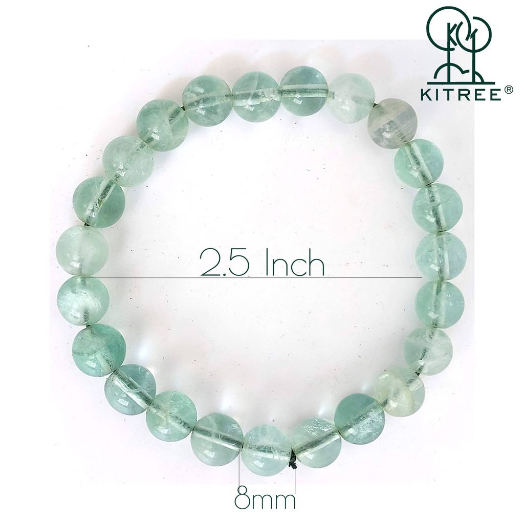 KITREE NATURAL GREEN FLOURITE CRYSTAL BRACELET 8MM ROUND FOR UNISEX (GREEN COLOR) view 2