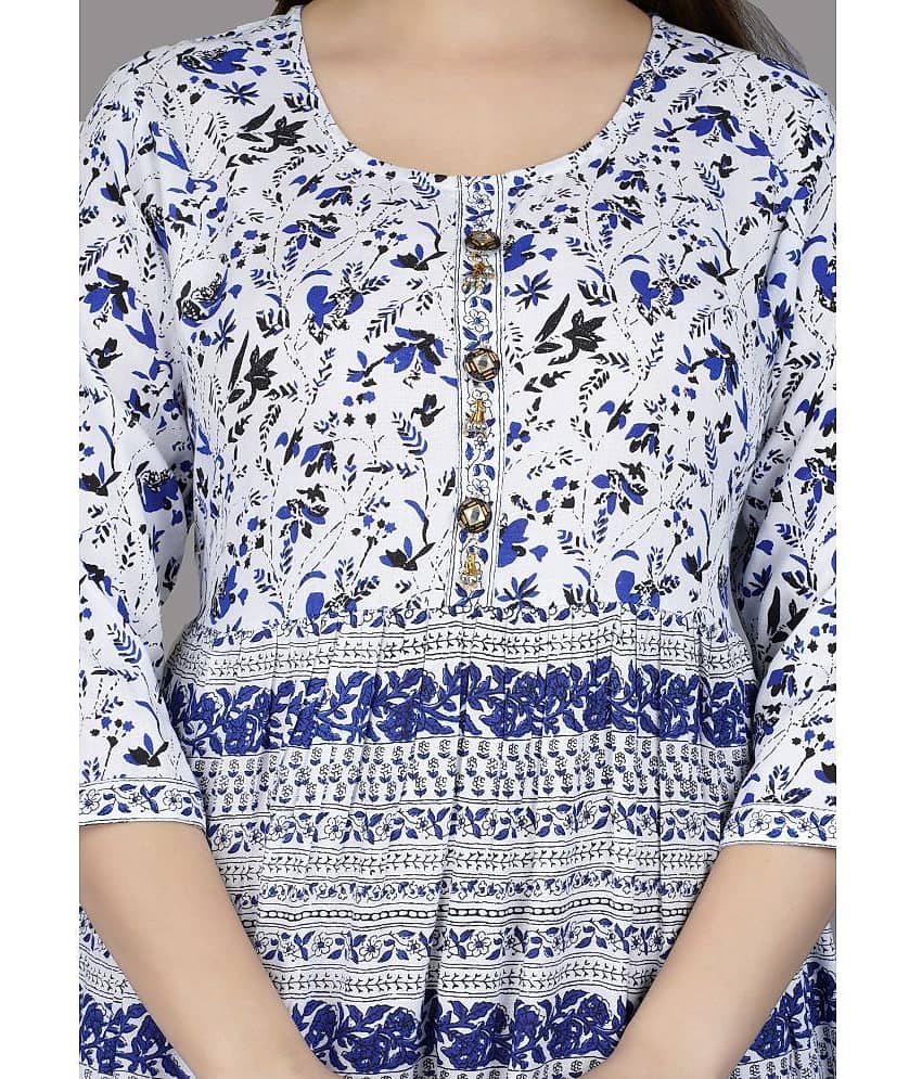 Smien - Navy Blue Cotton Women's Anarkali Kurti ( Pack of 1 ) view 2