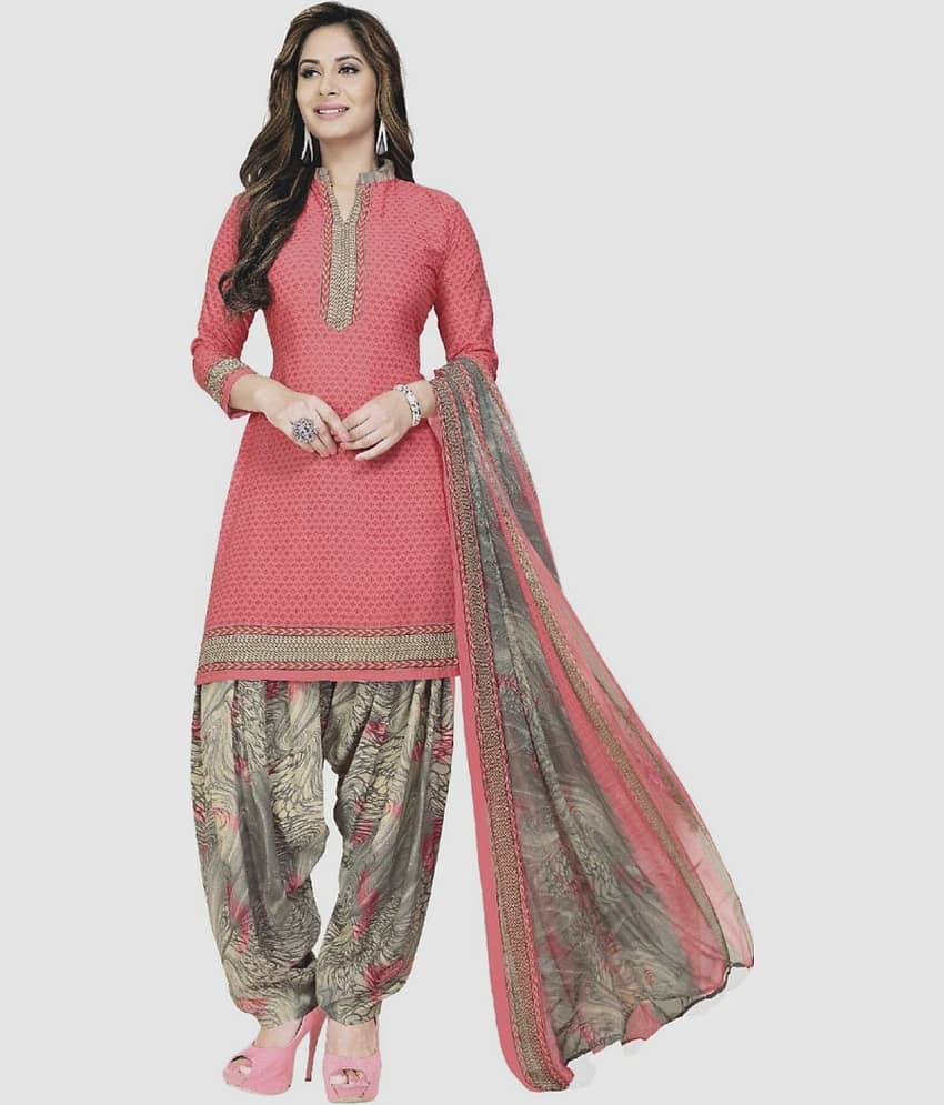 Kkrish Unstitched Crepe Self Design Dress Material - Red ( Pack of 1 )