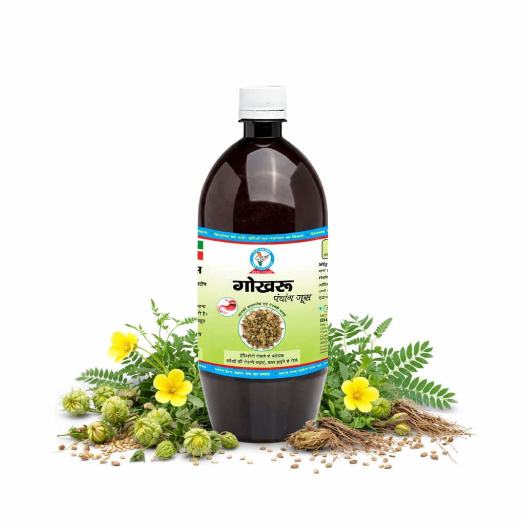 Bharat Gram Udyog Gokhru Panchang Juice - Kidney Health and Muscle Strength Support, 1 L