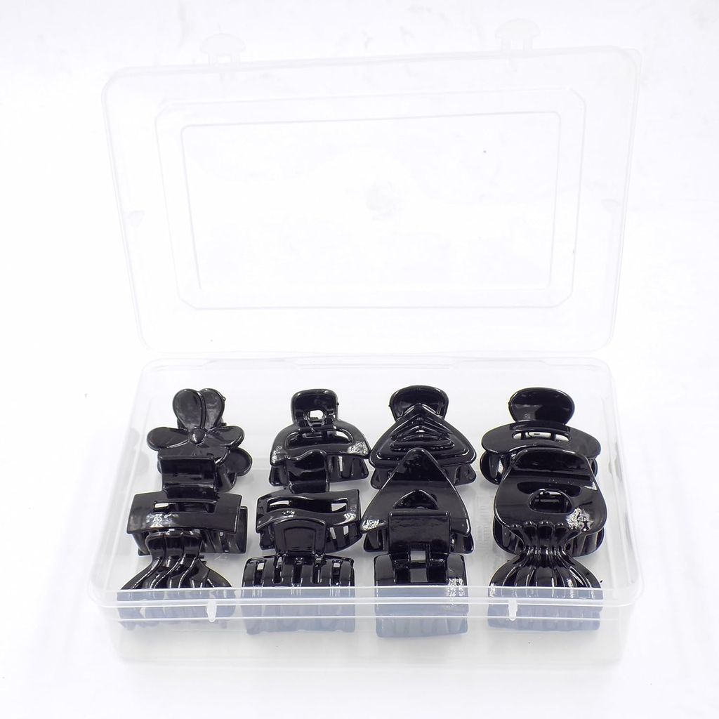 BELLO TOKO Claw Clips for Thick Hair, 4cm Glossy Hair Claw Clips Non-Slip Claw Hair Clips Strong Hold Barrette Medium Hair Clips for Women Thick Hair (12pieces [BLACK]) – size 4cm x 2.5cm view 2