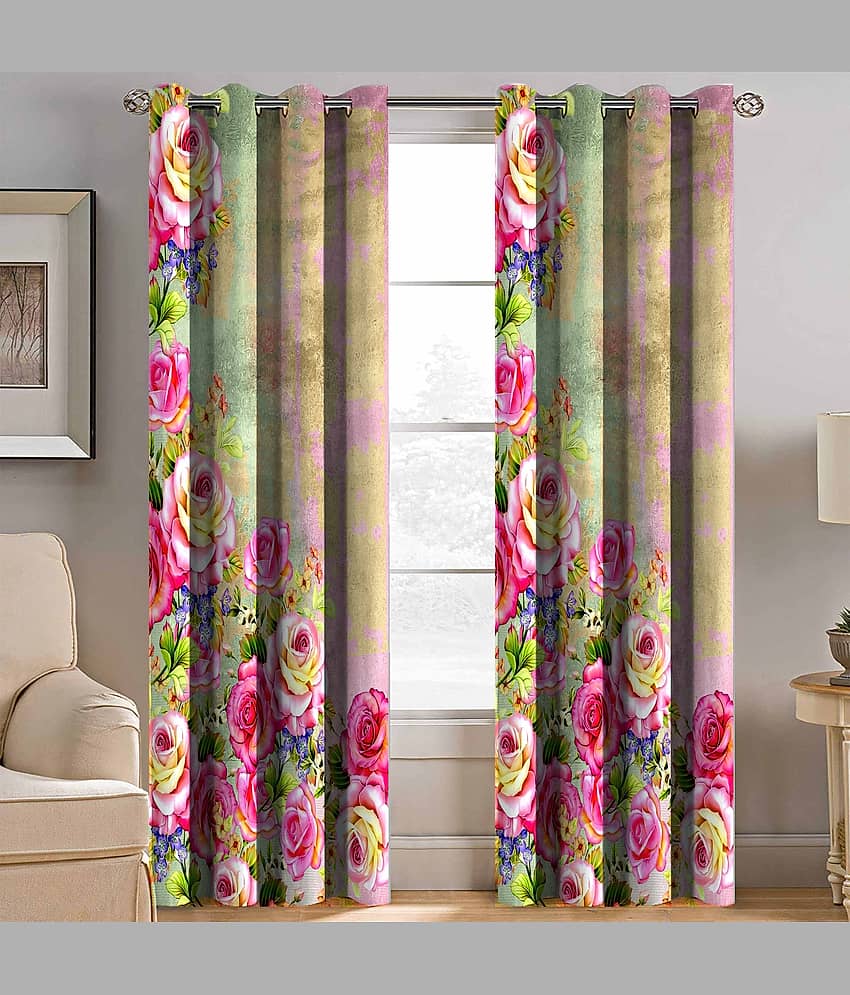 BELLA TRUE Floral Semi-Transparent Curtain 9 ft Pack of 1 Multicolor view 2
