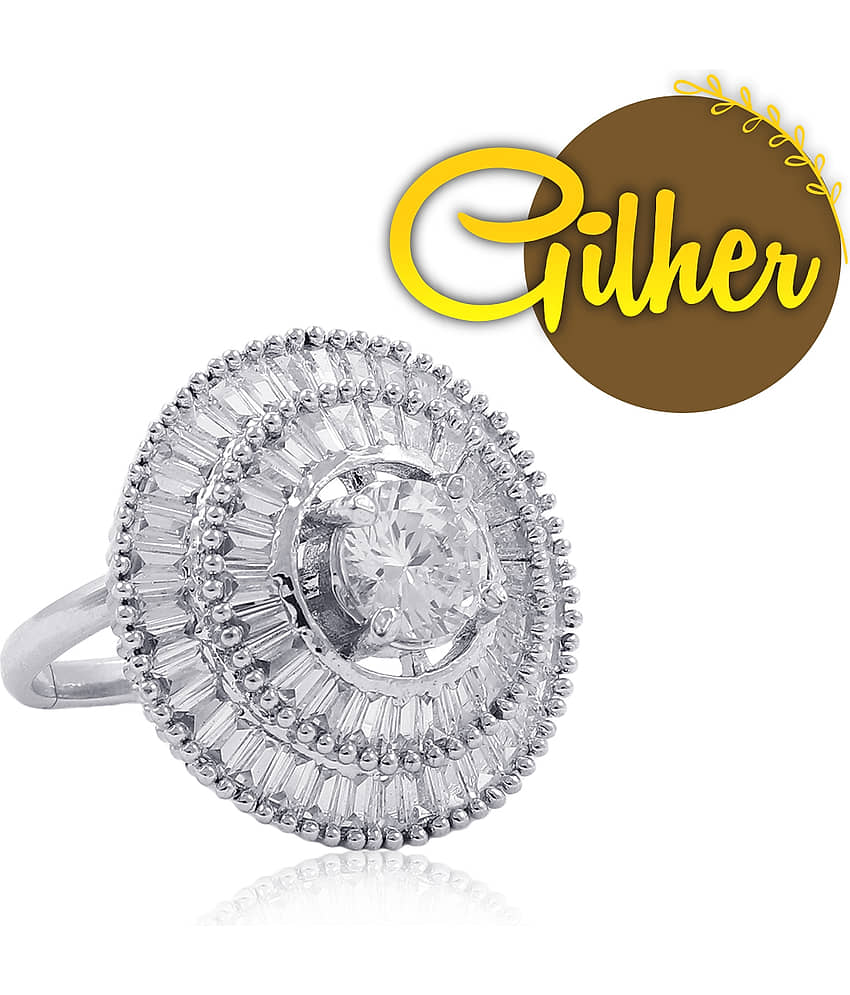 Gilher Fancy American Diamond Stone Cocktail Ring With Adjustable Size For Women And Girls view 2