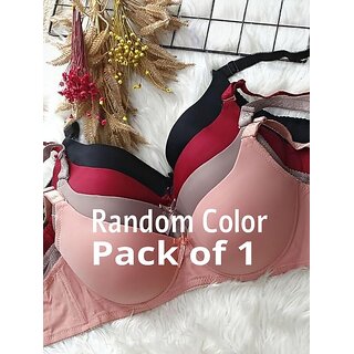 ELVEN Super Smooth Lycra Padded Women Bra Wireless T-Shirt Bra Full Coverage Seamless Bra Random Colour Pack of