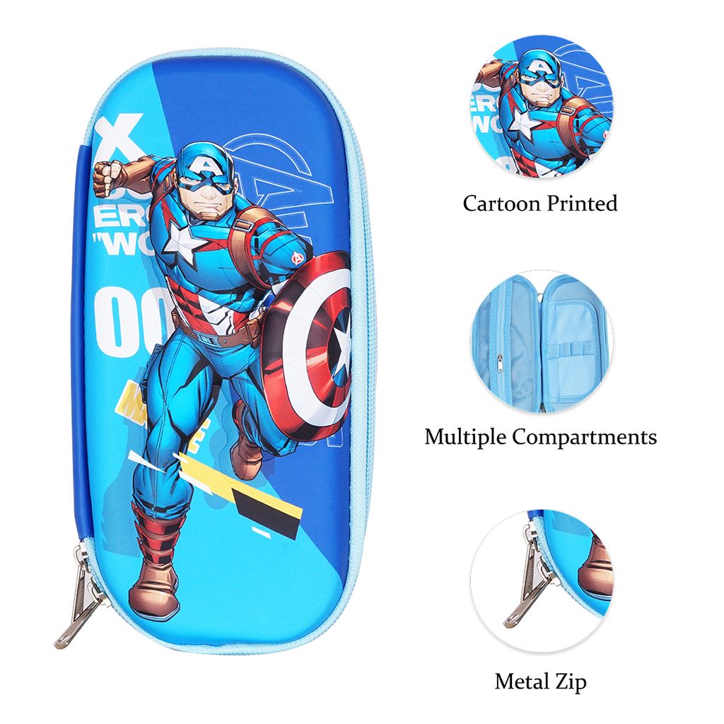 Captain America Pouch | Kids Pencil Case Organizer for School | Pencil Pouch | Cartoon Pencil Pouch | Pencil Case | Personalised Pencil Case | Pencil Bag | Cute Pencil Cases | Large Pencil Case | Small Pencil Case view 2