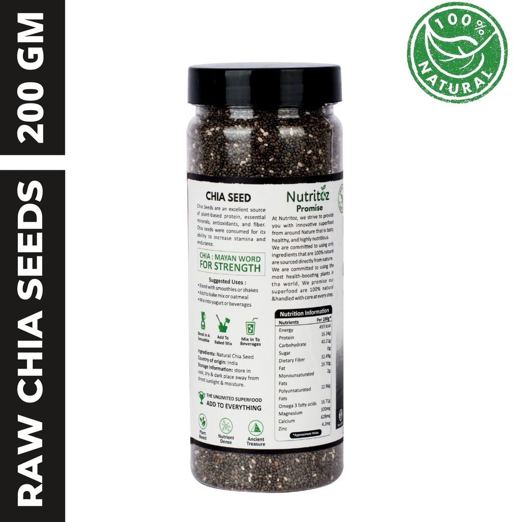 Nutritoz Natural Raw Chia Seeds For Weight Loss With Omega 3, Fiber, Calcium And Zinc view 2