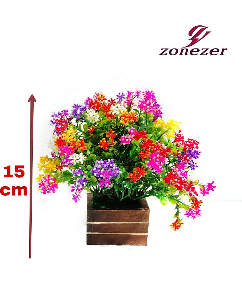 zonezer - Multicolor Daisy Artificial Flowers With Pot ( Pack of 2 ) view 2