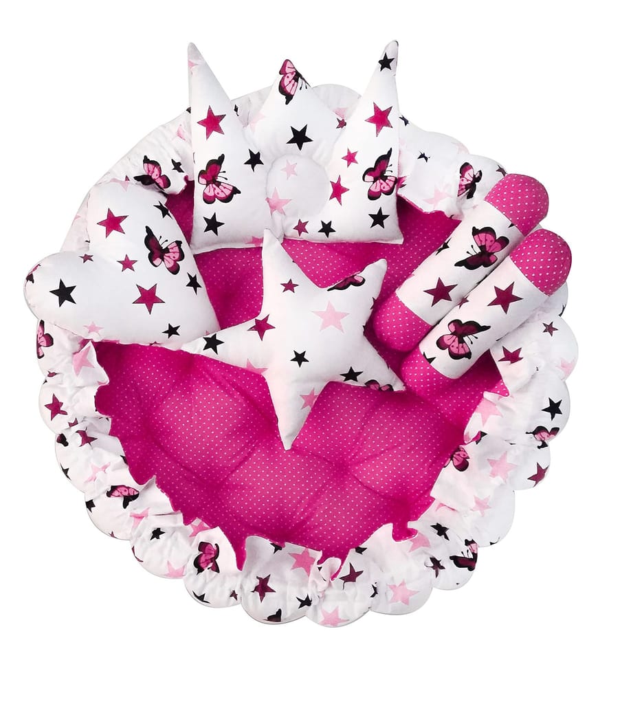 LOREM 5 Pillows & Round Shape Cotton Baby Bed for 0-1 Year BB01-04-11 view 2