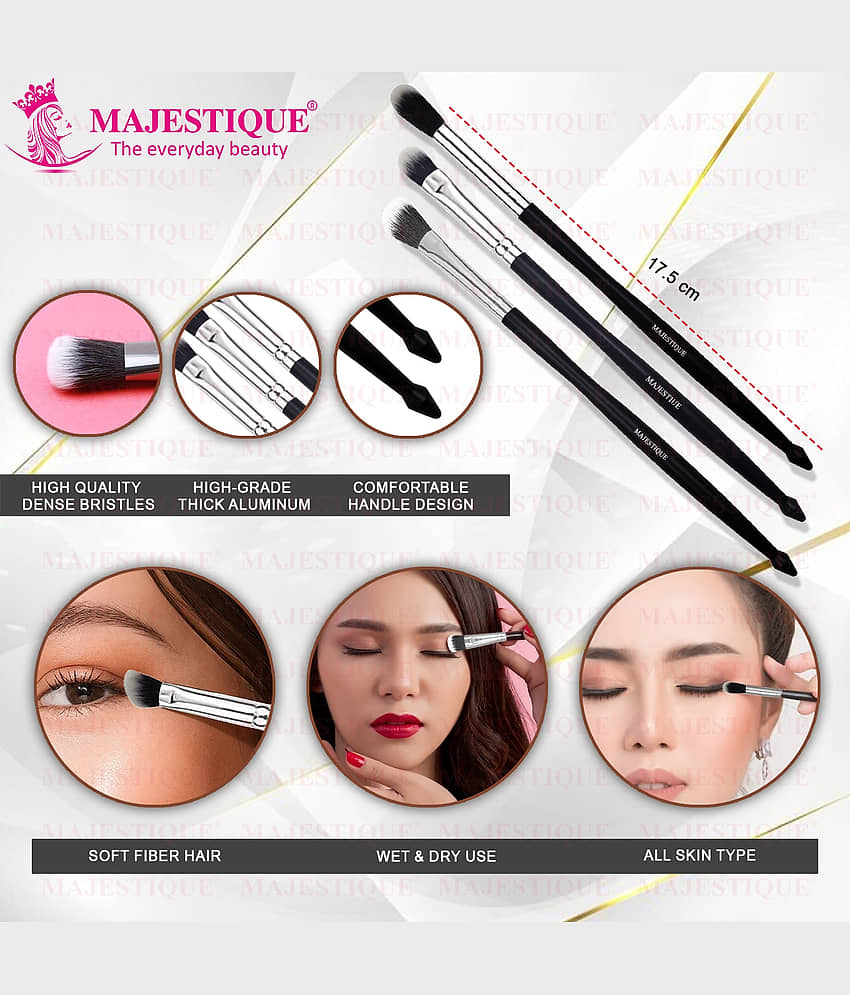 Majestique 3Pc Full Size Makeup Brush Set Shader, Concealer, Blush, And Eyeliner Brushes view 2