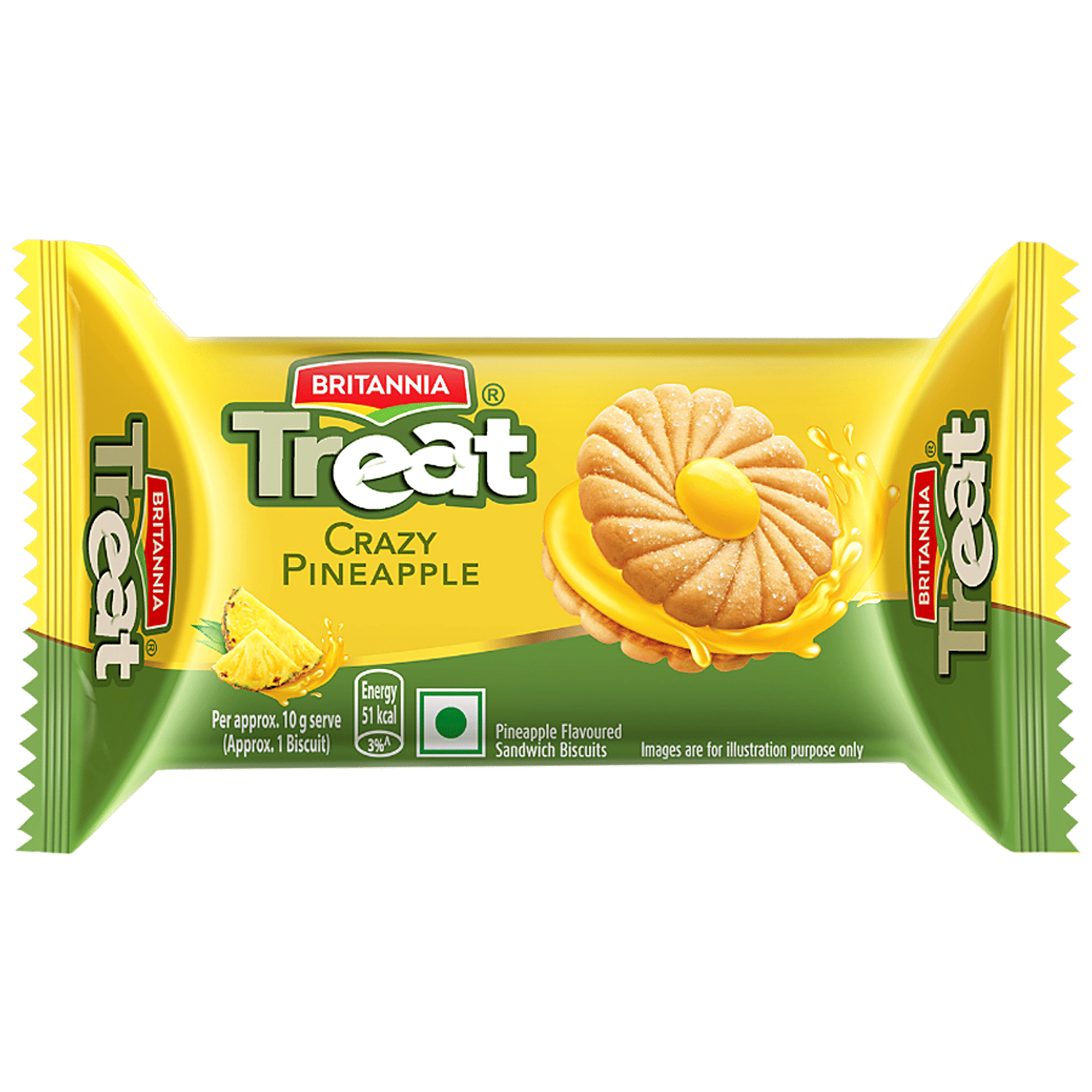 Britannia Treat Crazy Pineapple Cream Biscuit - Ready To Eat, 50 G view 2
