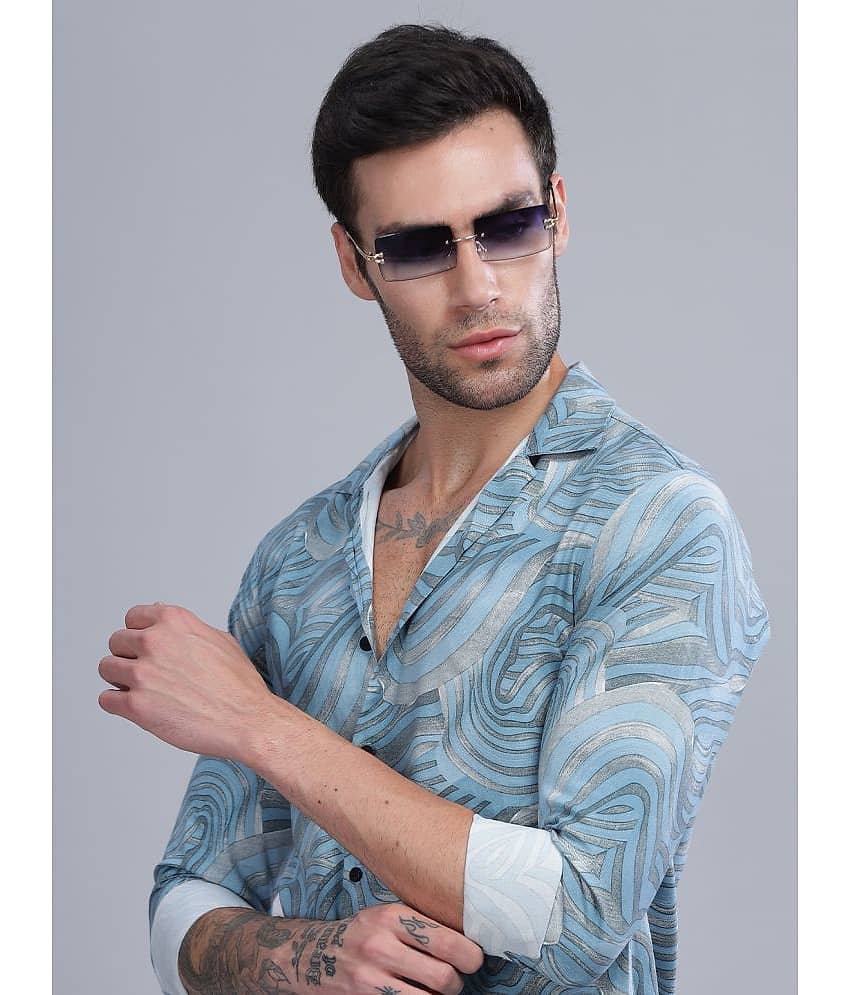 Paul Street Rayon Slim Fit Printed Full Sleeves Men's Casual Shirt - Blue ( Pack of 1 ) view 2