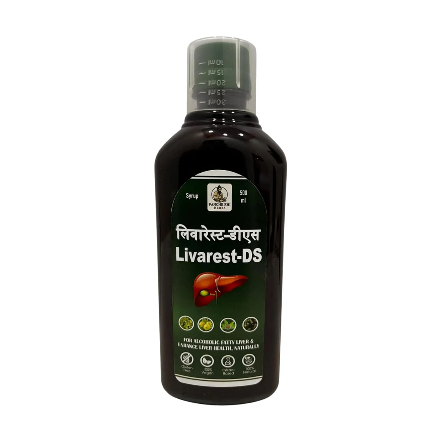 Livarest-DS Herbal Liver Support Syrup 500ml, Natural Fatty Liver Detox, Liver Health Supplement, 100% Vegan & Gluten Free