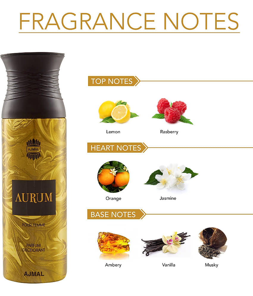Ajmal 2 Aurum Deodorant Body Spray 200Ml Each Gift For Women Pack of 2 view 2