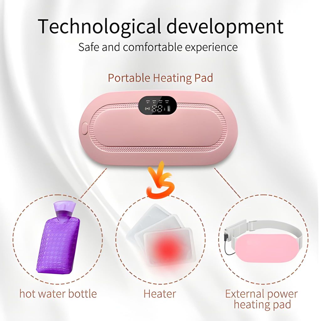 Portable Cordless Heating Pad for Menstrual Cramps Relief | 33-Speed Temperature Adjustment & 4 Massage Modes | Up to 60°C Heating | Rechargeable Period Pain Relief Massager (Original Quality) view 2