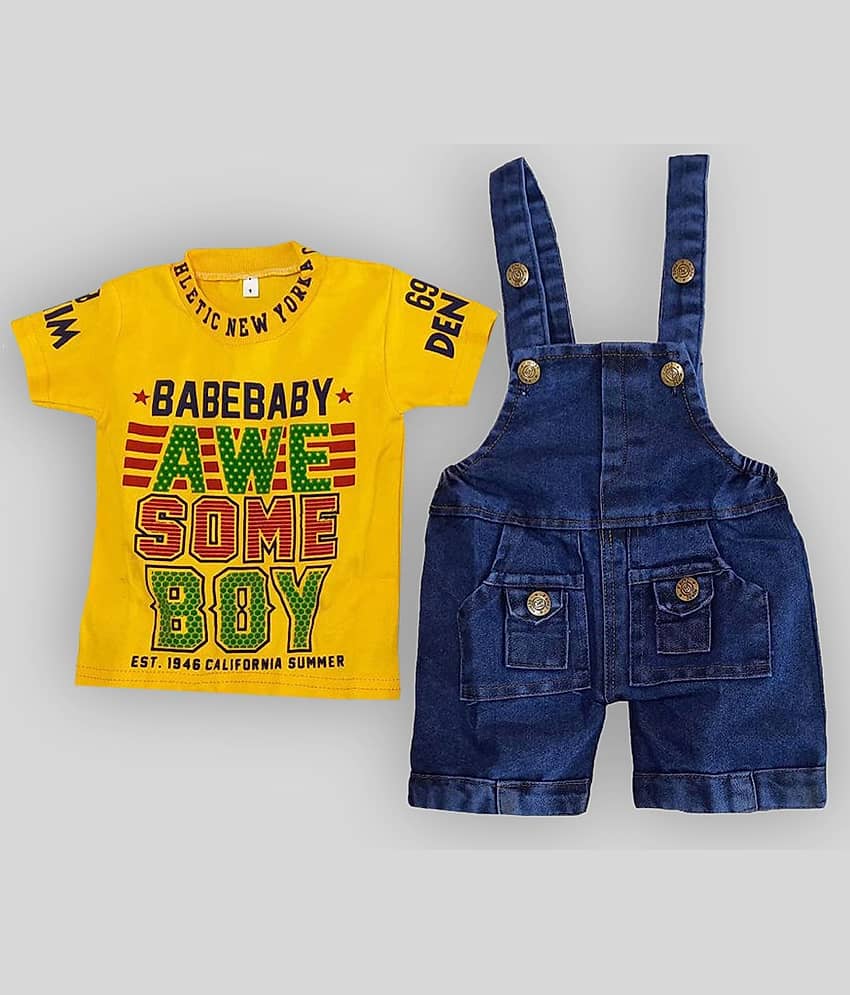 LITTLE PANDA Baby Boys Hoisery Dungaree Sets ( Green ) view 2