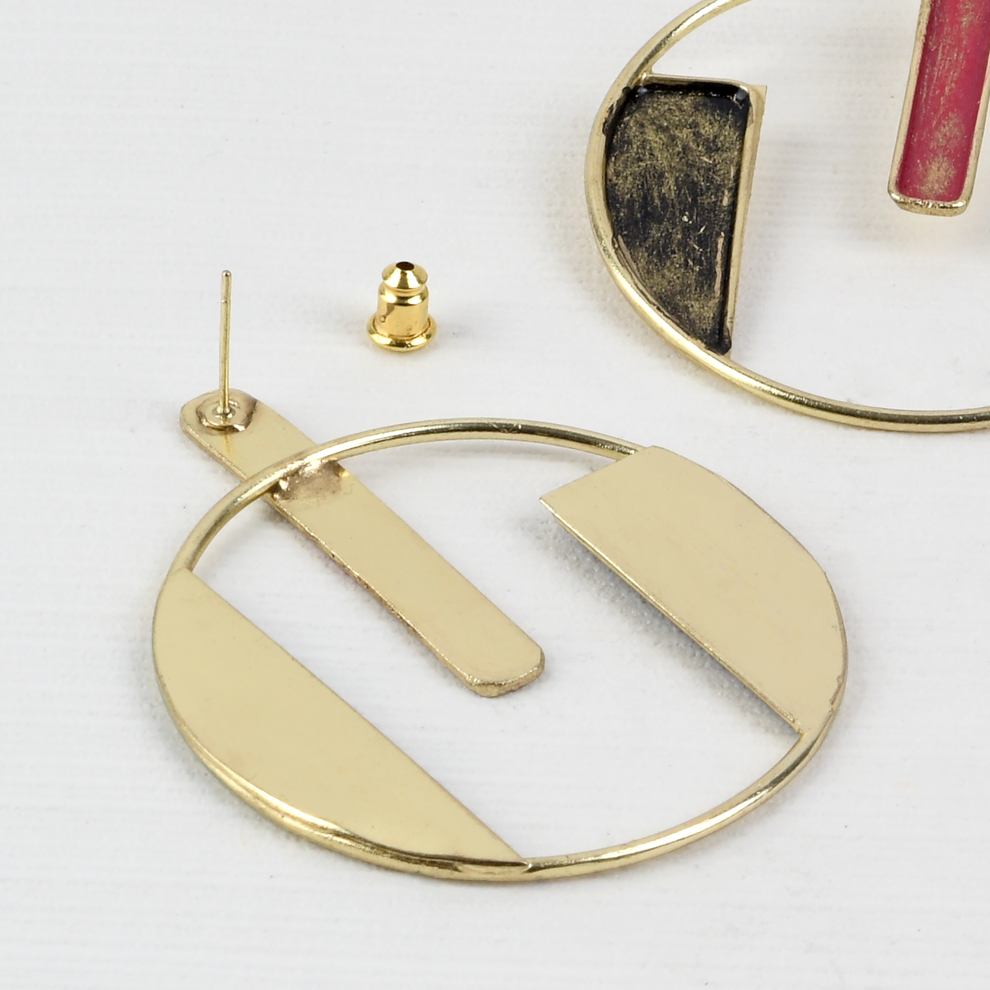 Handcrafted Brass Stud Earring view 2