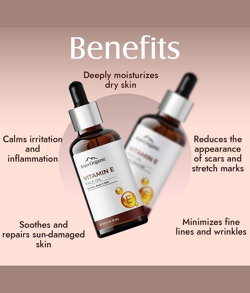 Aravi Organic Vitamin E Oil For Face-Best Oil For Face & Body ,Nourish & Repair Damaged Skin, 30 ml (Pack of 1) view 2