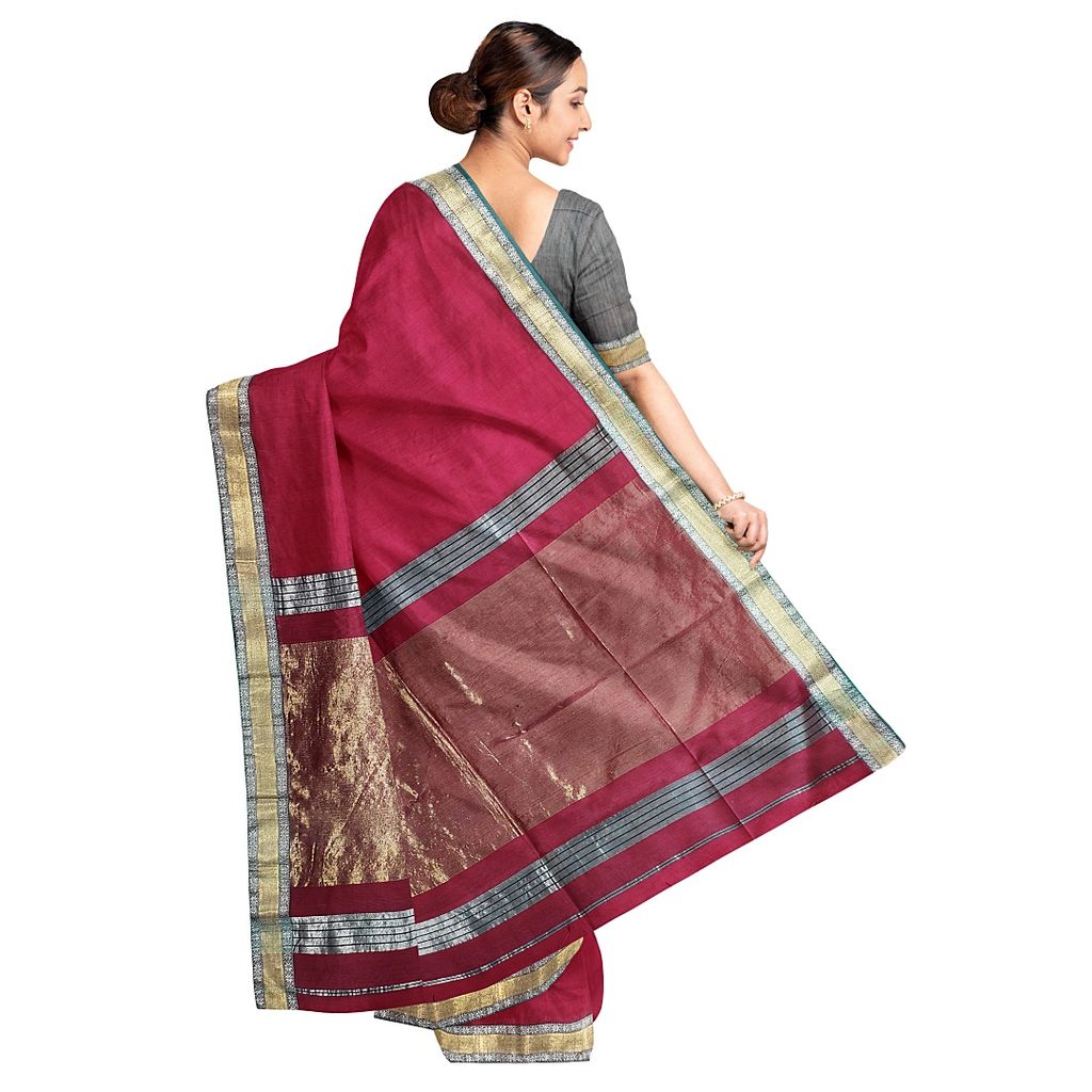 Maheshwari Star Boarder Red Saree view 2