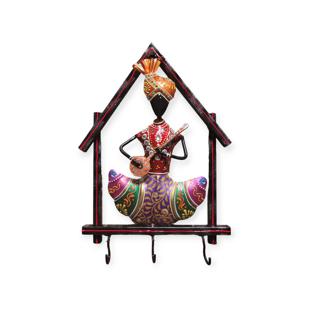 Handcrafted Metal Rajasthani Tribal Musician Key Holder view 2