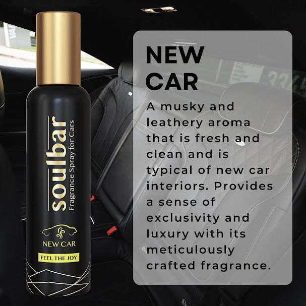 SOULBAR Luxury Car Freshener Spray - New Car + Aqua Cool, 80 ml Each - Pack of 2, Free Perfume Dangler view 2